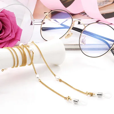 Natural Pearl Stainless Steel Jewelry Gold Sunglasses Glasses Chain,glasses jewelry chain,Sunglasses Glasses Chains