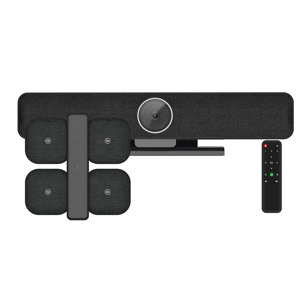 auto tracking video conference bar camera system all in one led  light 360 pickup mic hands-free system