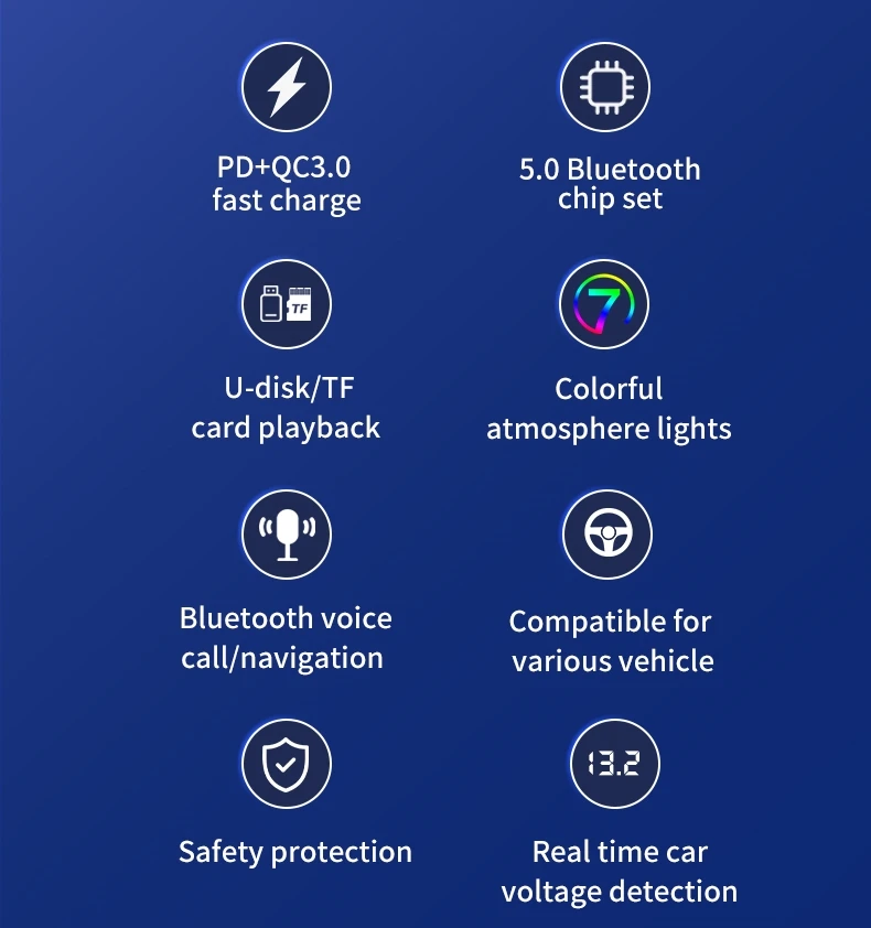 20W Universal 5V3A G47 Car LCD Bluetooth MP3 Player Hands-Free Dual USB Charger for IP13 PRO 7 8 Plus Mobile Phone Adapter