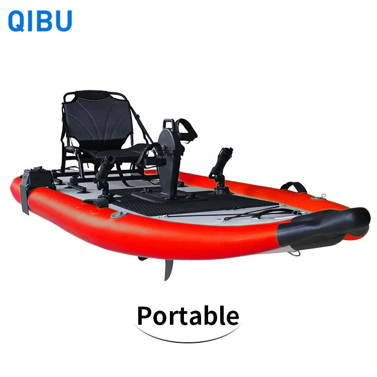QIBU China Customized Color 11 Feet 335cm Inflatable Drop Stitch Foot Drive Pedal Fishing Kayak with seat