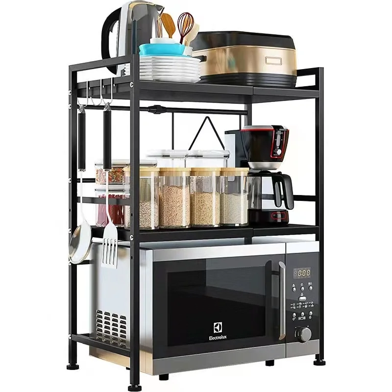 Floor-to-floor kitchen microwave oven rack retractable table multilayer kitchen condiment bottle oven storage rack