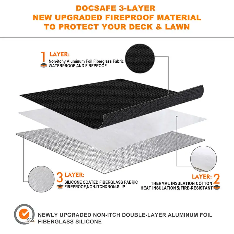 24 30 32 36 39 40 & 48 Inch round Fireproof Fire Pit Mat Fabric with Aluminium Foil for Patio Deck Lawn Grass Iron Outdoor Use