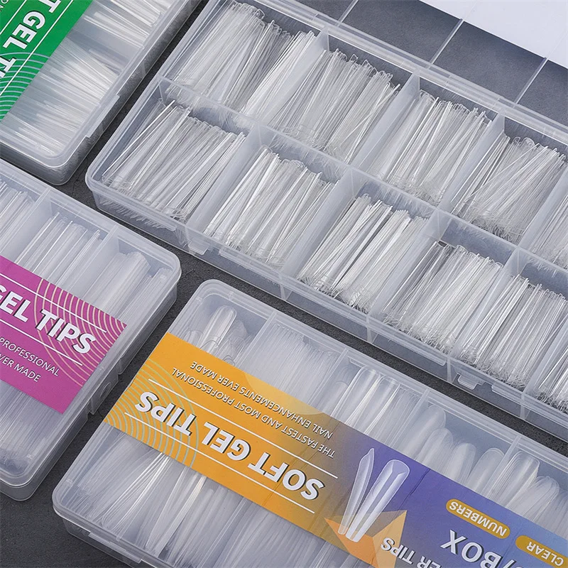 504pcs Square Full Cover False Nails Long Fingernail Artificial Nail Art C Curved Tips