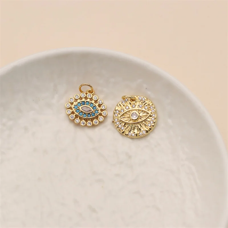 High Quality Nickel Free Anti Fading 18k Gold Plated Oval Eye Charms For Jewelry Necklace Making