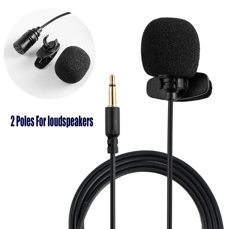 Portable 1.5m Clip-on Lavalier Lapel 3.5mm Mini Microphone Condenser Micro Mic For Phone PC Laptop Computer