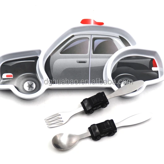 stainless steel fork and spoon melamine divided plate car design baby dinner set stainless steel spoon