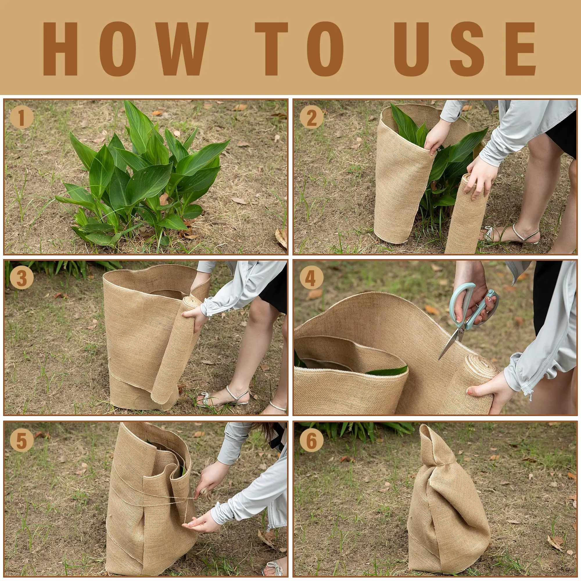 15.7in x 19.7ft Natural Burlap Fabric Tree Wrap Rolls Protection Cloth for Outdoor Trees Jute Fabric