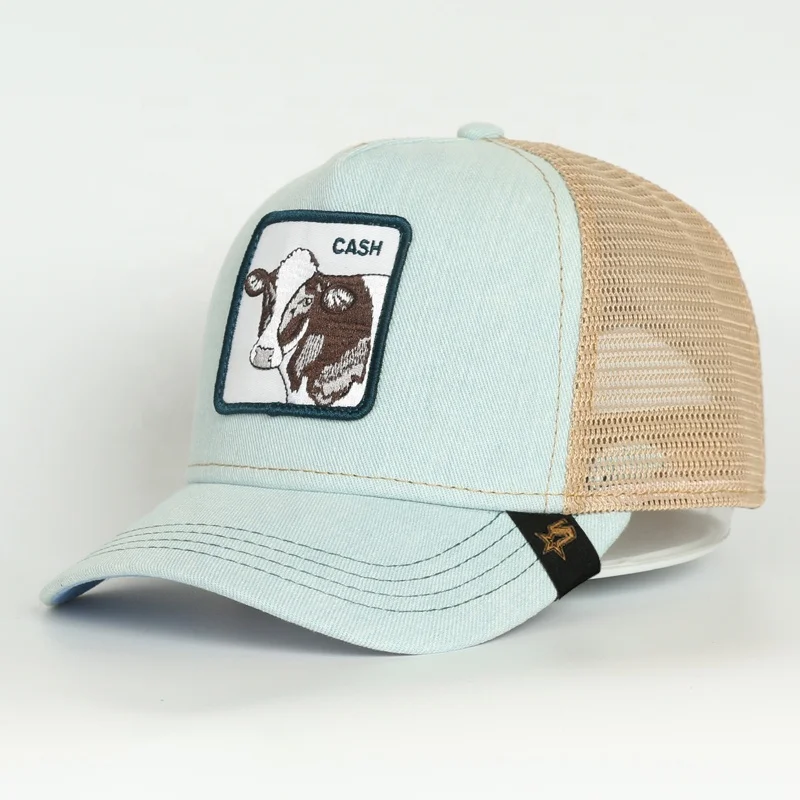 Wholesale Unisex Custom 5 Panel Animal baseball cap and hat Cash Cow Butch Bandit Mesh Trucker Hat Unisex Trucker caps