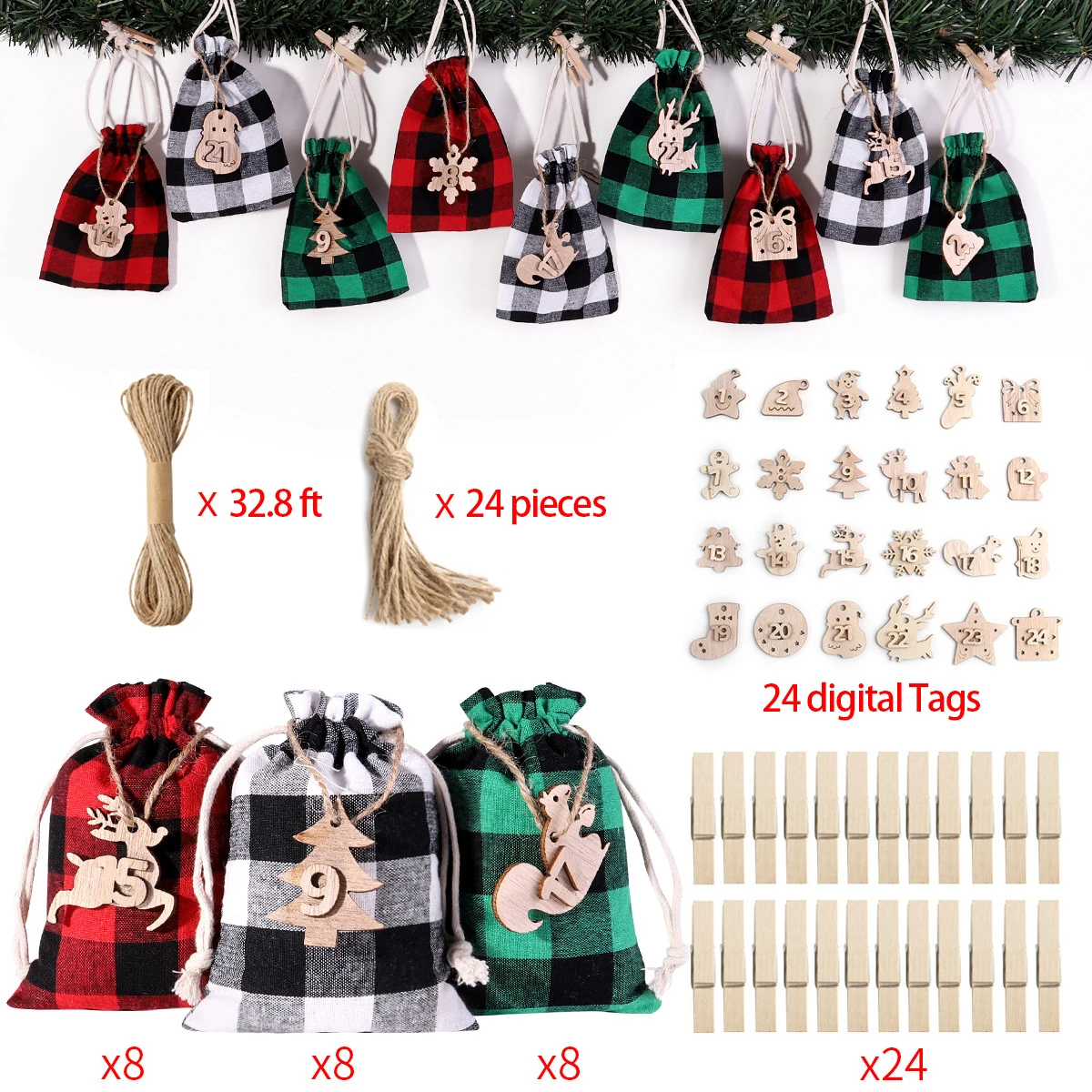 Merry Christmas Products Party Supplies Linen Drawstring Christmas Gift Bag Candy Bag Gift Bag
