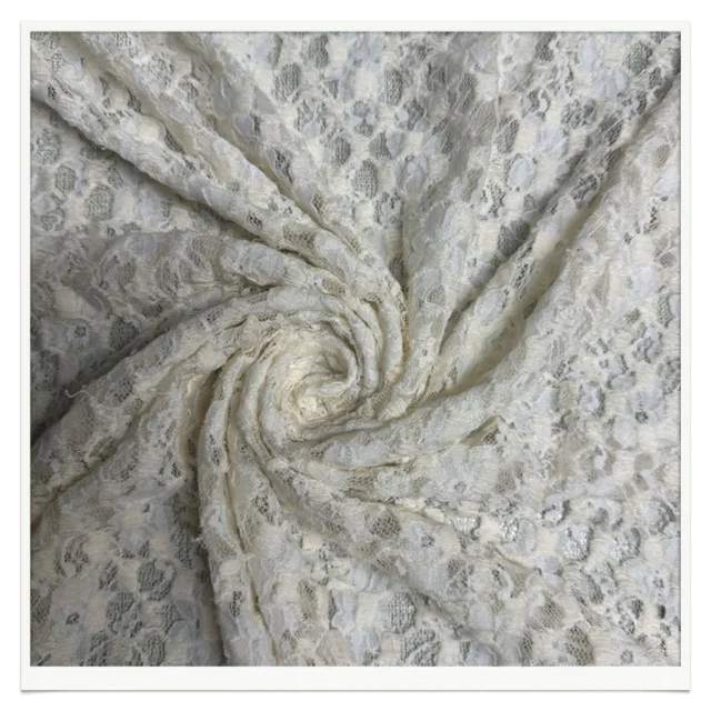 S-8614 Exquisite white 80%nylon 20%cotton embroidered  tulle fashionable embroidered dress fabric for clothing