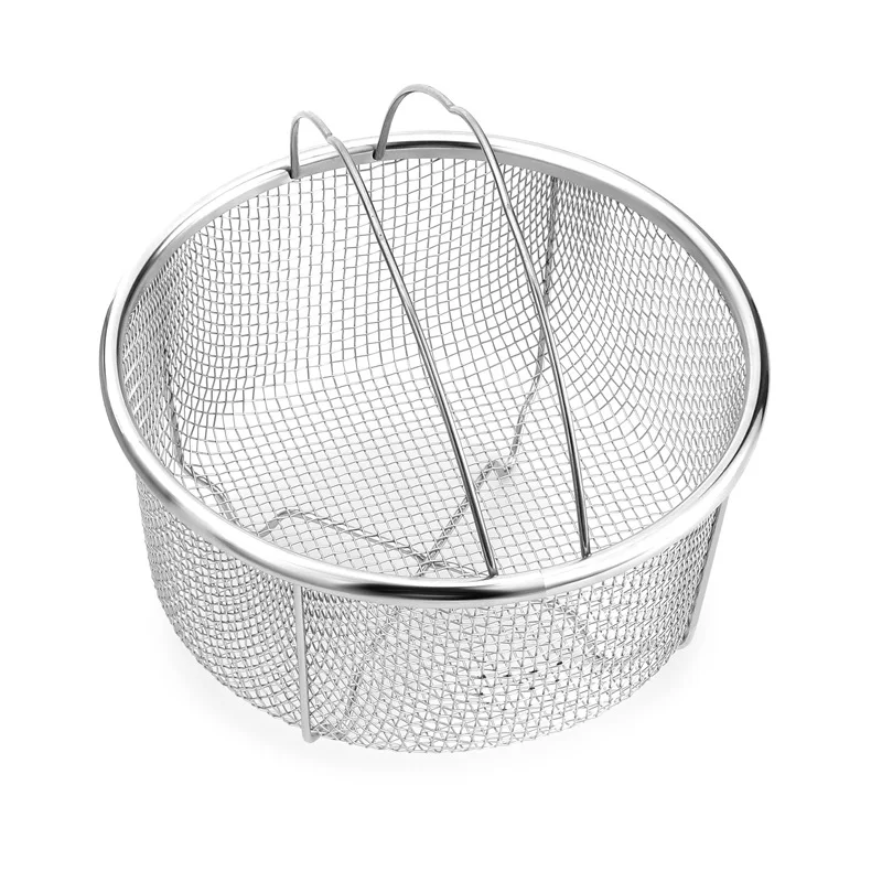 Kitchen Frying Basket Strainer Stainless Steel Mesh Can with Multifunctional Leaky Noodle Drain Washing Colander