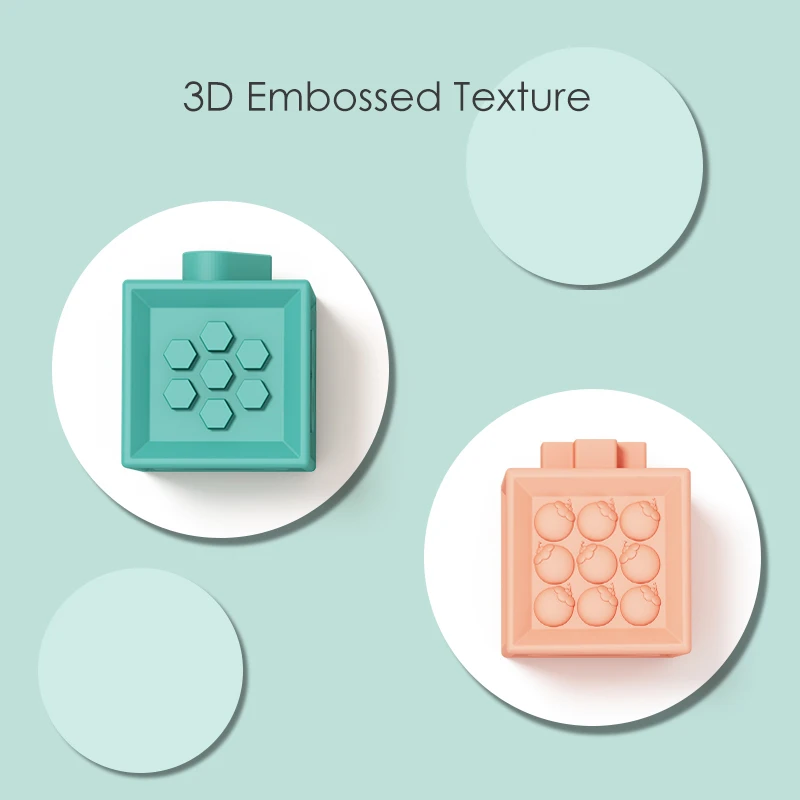 
2021 Baby Soft Toys Sensory Silicone Educational Building Blocks 3D Babies Rubber Teether Squeeze Bath Toys For Toddlers 