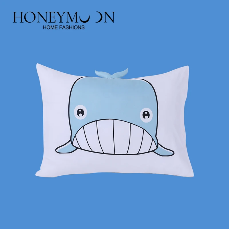 3D Whale digital envelope printed Pillow Cover super soft Breathable microfibre Pillowcase envelope