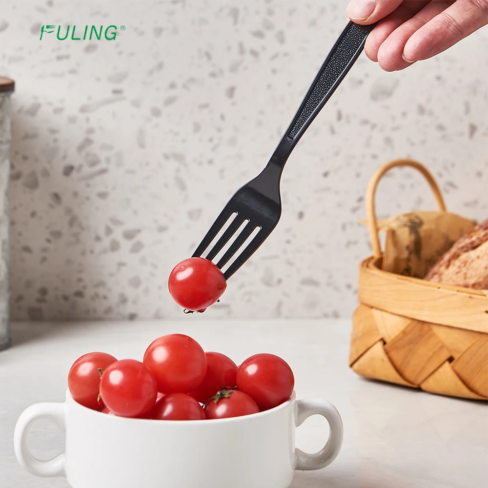 FULING Heavy Duty  Tableware Plastic Forks Disposable Cutlery 4.5g PP PS Material Plastic Fork Wrapped