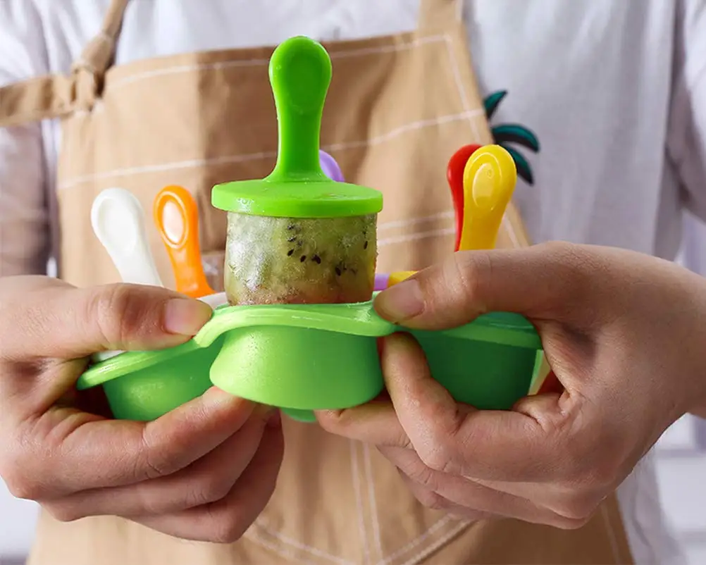 Hot Selling Bpa Free Silicone Popsicle Ice Cream Pop Molds Round Shape Reusable Silicone Ice Pop Maker Popsicle Mold With Stick