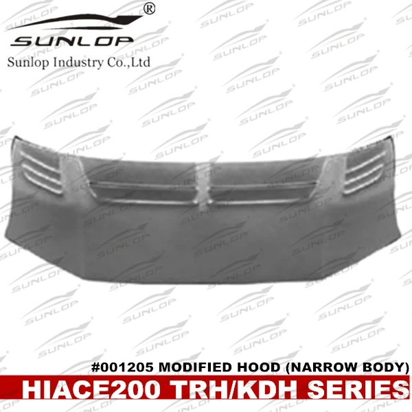 SUNLOP HIACE VAN PARTS #001205 FIBER GLASS MODIFIED HOOD LOWROOF NARROW BODY FOR COMMUTER 2005-2009 2010-2013 2014-2018