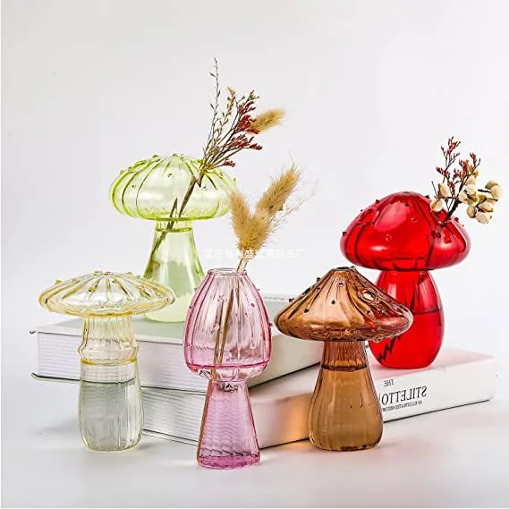 hand blown wholesale price new design modern mushroom glass vase mushroom shaped glass vase