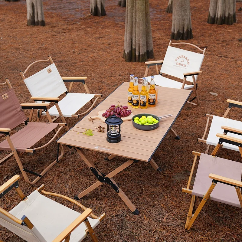 Deerland Manufacturer Outdoor Ultralight Roll Up Mini Aluminium BBQ Portable Picnic Easy Fold Camping Table