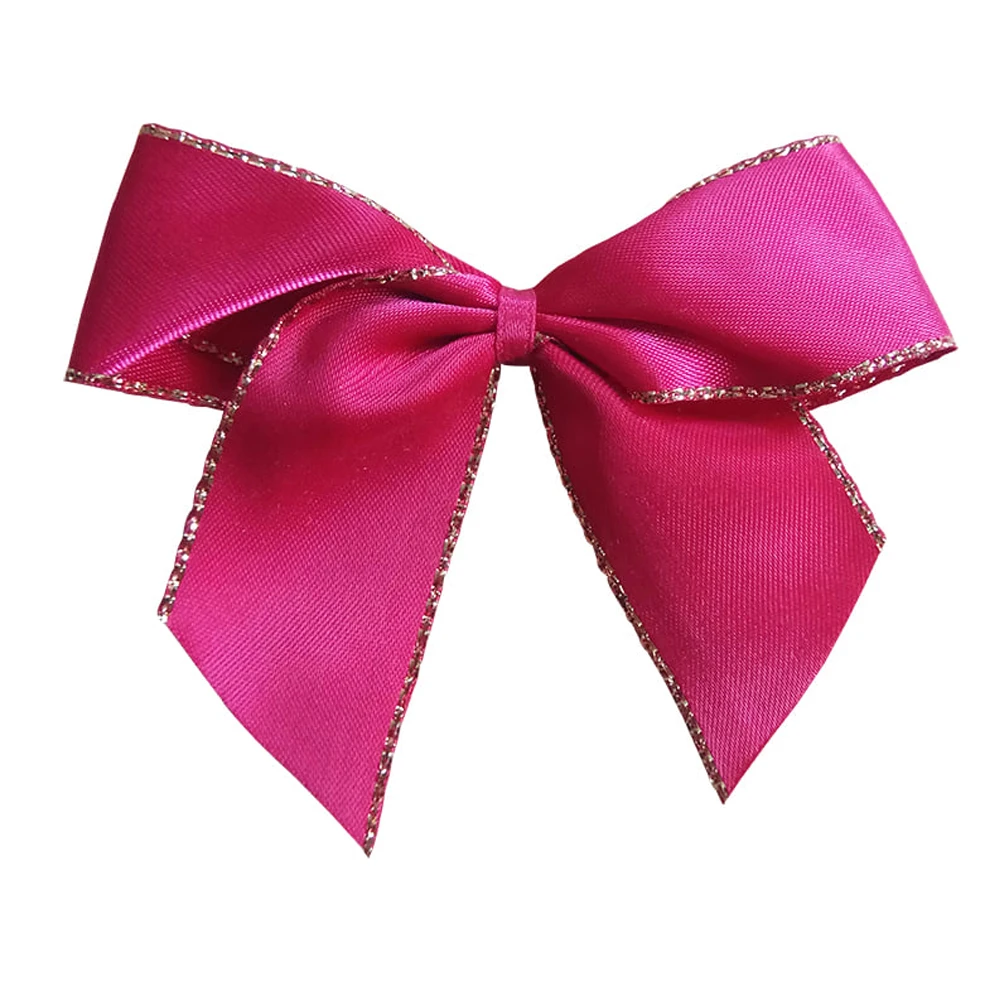 wholesale eco friendly christmas gift box big plaid shinny custom flower satin Ribbon hair bow