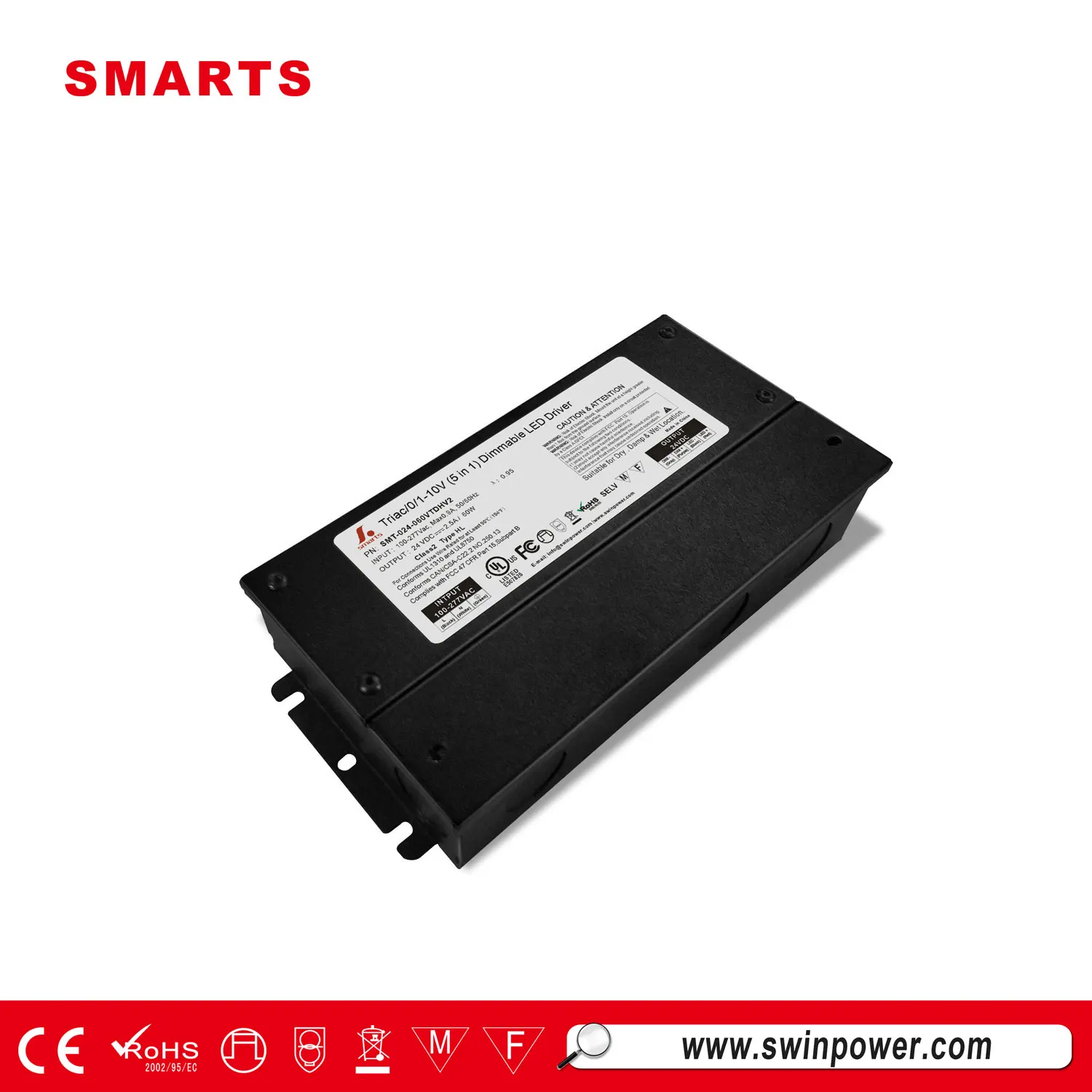 Светодиодный источник питания 30 Вт 24 В Triac/0-10 В/1-10 В/потенциометр/10 PWM (5 в 1) Диммируемый светодиодный драйвер