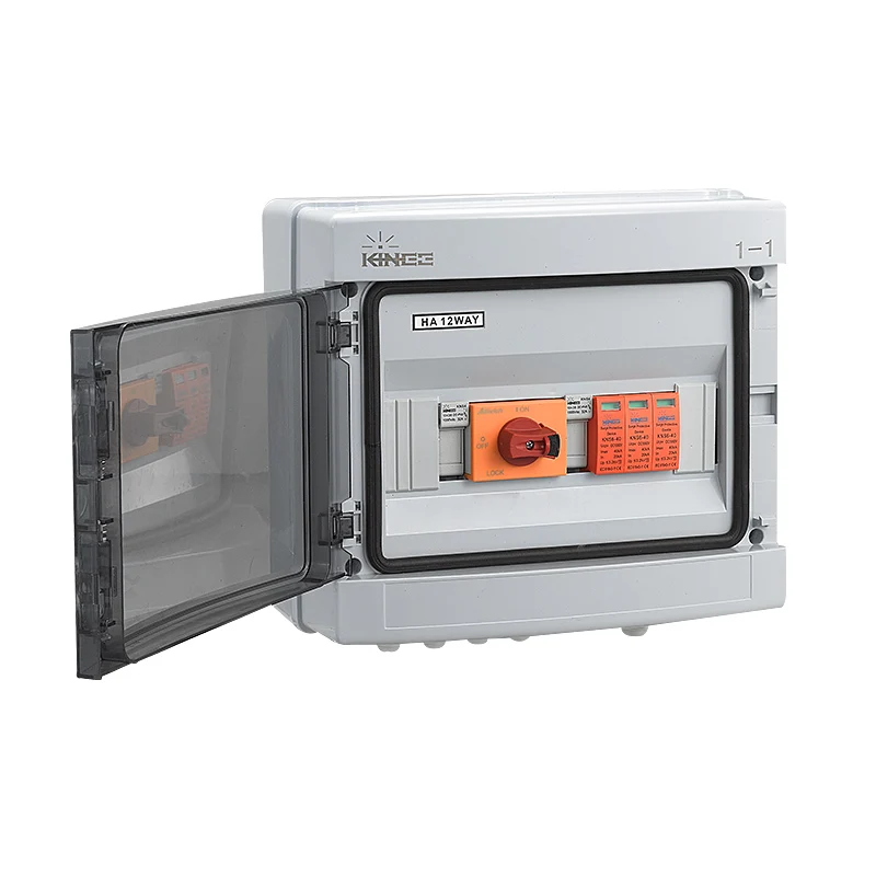KINEE  IP65 1 IN 1 OUT 2 Strings 1000V DC Solar PV Array Combiner Box with Circuit Breakers and Lightning Arrester string box