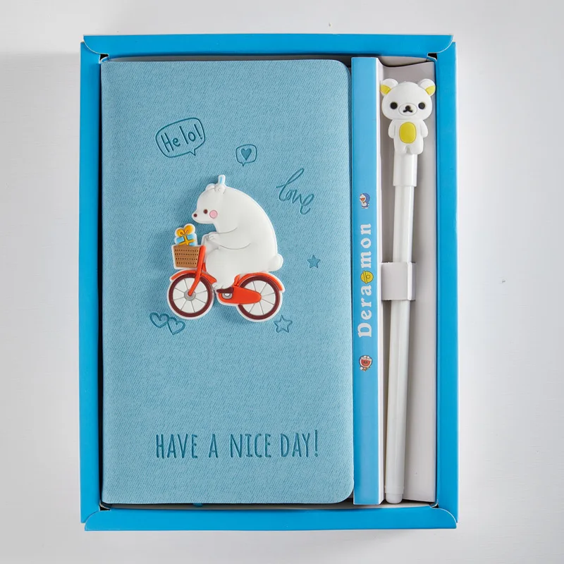 A6 Kawaii Custom Logo Faux Leather Notebook Cute Unique Look Stationary Diary Notebooks for Girl