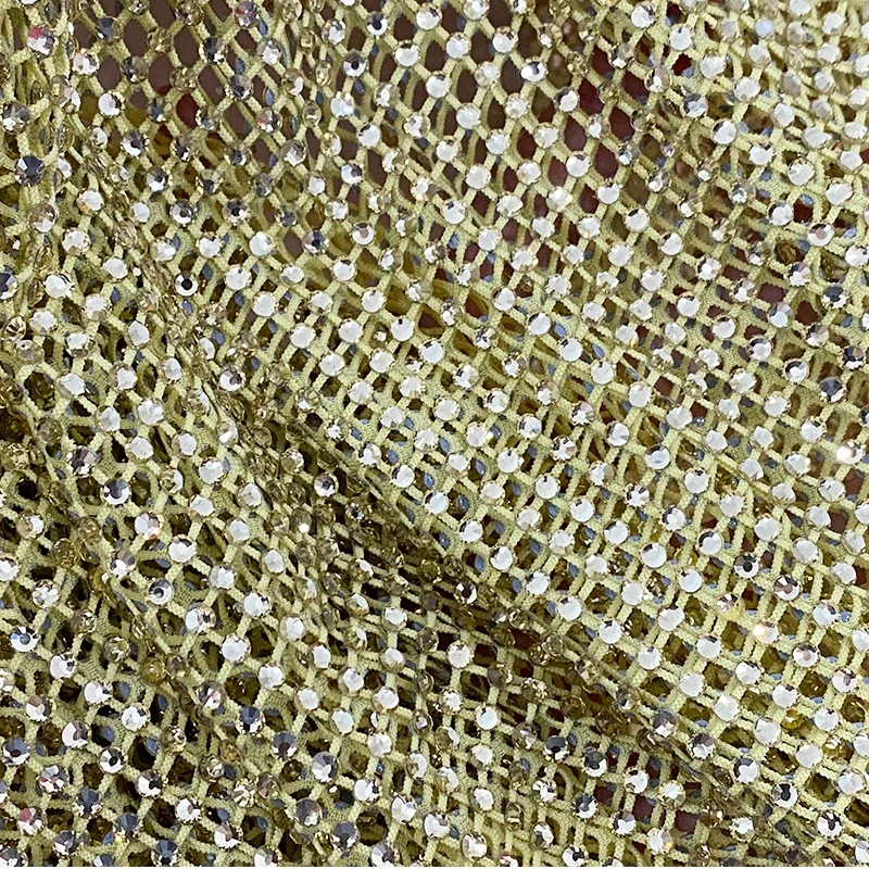 Hot Sale 100cmx120cm bling material clothes fabric Diamond Fishnet Crystal Mesh for Party Dress