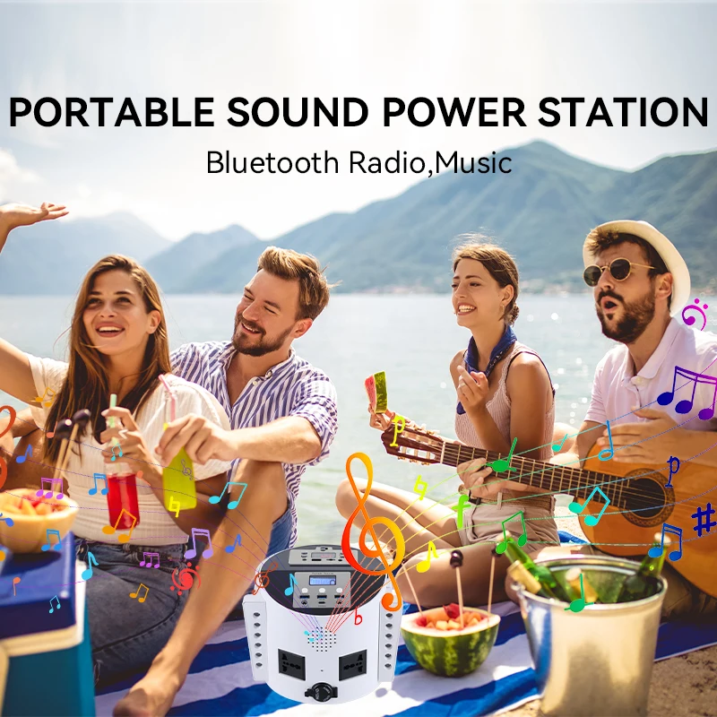 Портативная 450 Вт солнечная панель электростанция с Bluetooth-динамиком FM-радио Беспроводное зарядное устройство ЕС штекер Flashlight-220V переменного тока Генератор