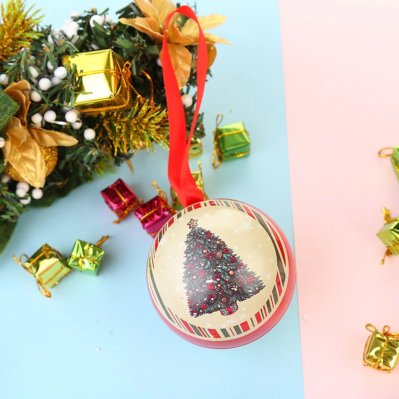 Large quantity Christmas decorations wholesale cheap holiday celebration round ball candy box gift box iron ball