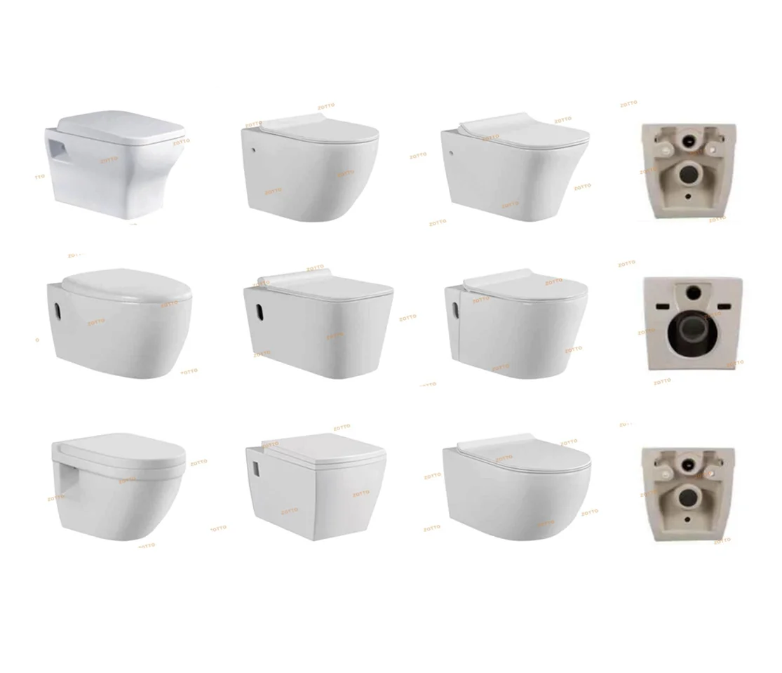 Sanitary Ware Bathroom Set One Piece Wall Mounted WC Toilet White Seat Ceramic Layer Hanging Toilet