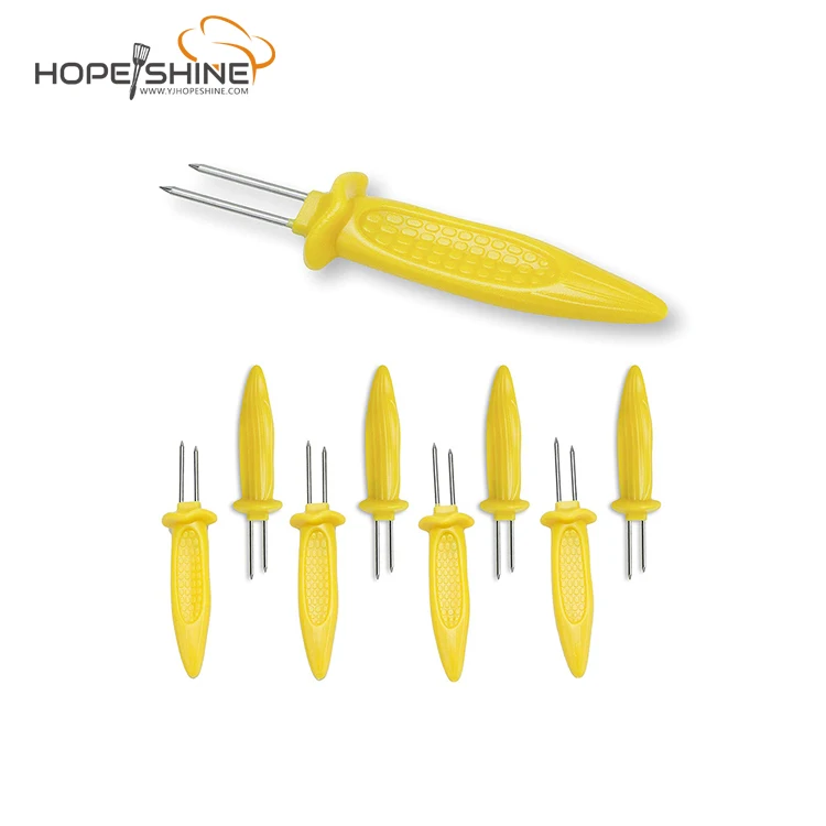 Wholesale Non-stick Stainless Steel Skewers Prong BBQ Fork Corn Grill Holders for Home Cooking and BBQ