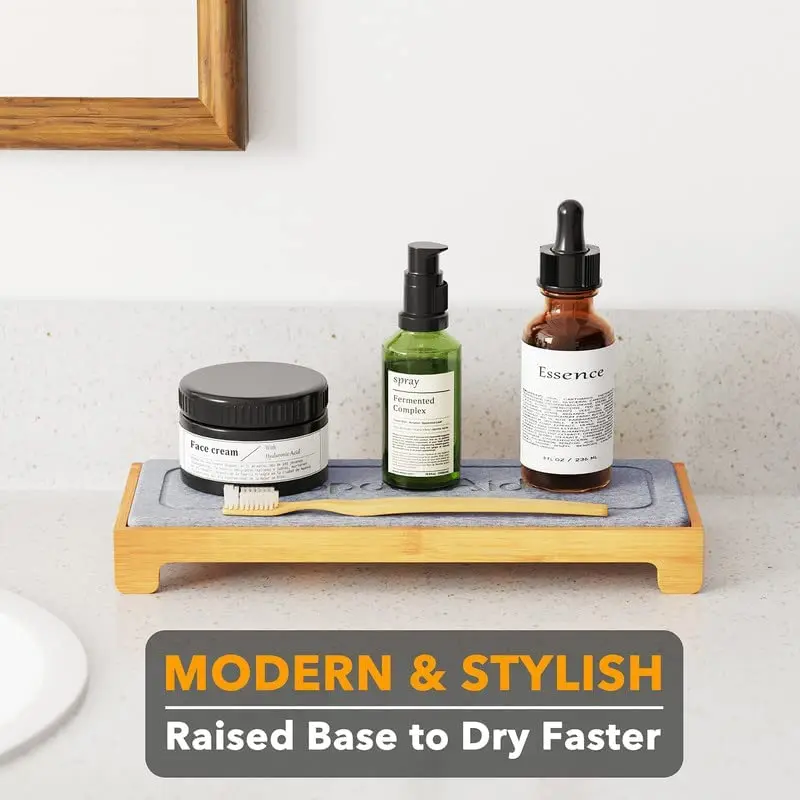 Bamboo Stand Kitchen Sponge Soap Holder Dispenser Instant Dry Stone Sink Caddy Organizers