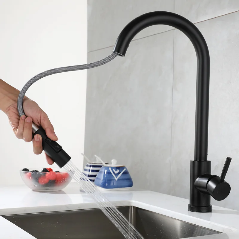 304 Stainless Steel Spring  Pull Down Sprayer Kitchen Faucet