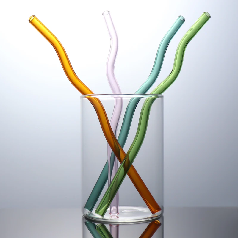 Blown customizable glass straws borosilicate colored glass rods stirring rod
