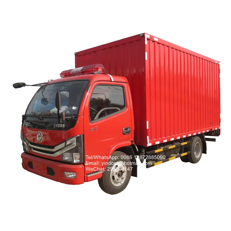 Cheap price dongfeng 4x2 carbon steel delivery container body box dry van truck 3 ton