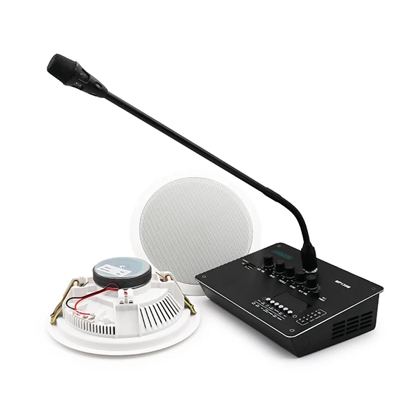Public Address High Quality Wireless Desktop Gooseneck Remote Paging Microphone with 100v 4 8 16 ohm Amplifier