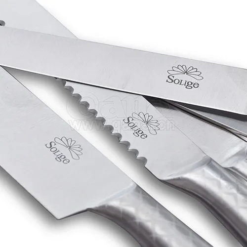 QANA Factory Wholesale OEM 9pcs cooking knifes set stainless steel damascus kitchen chef knife scissor potato peeler set