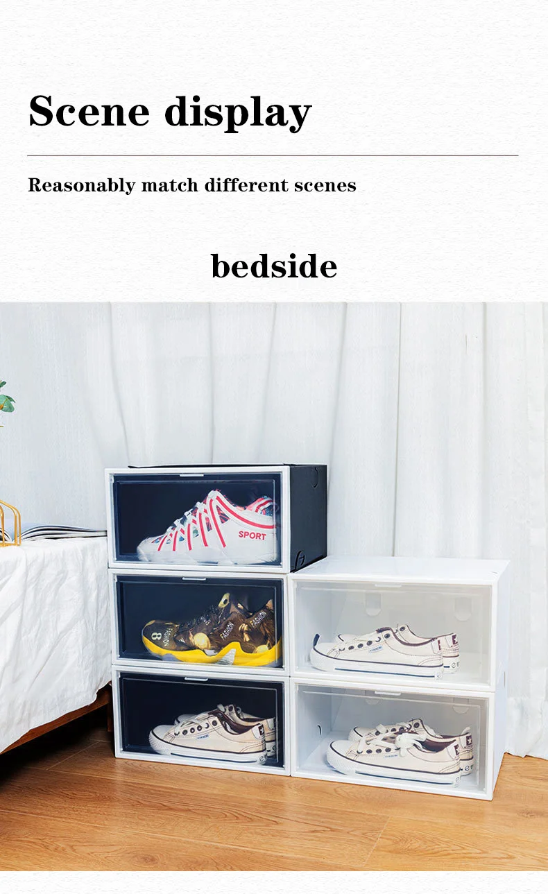 Magnetic Acrylic Clear Shoe Box Modern Foldable PET Sneaker Storage Container Functional Transparent Plastic Shoe Organizer