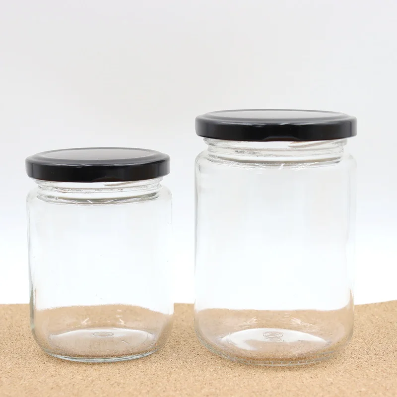 Оптовая продажа пищевой контейнер круглой формы для пищевых продуктов 30-1000 мл стеклянная банка меда с металлической