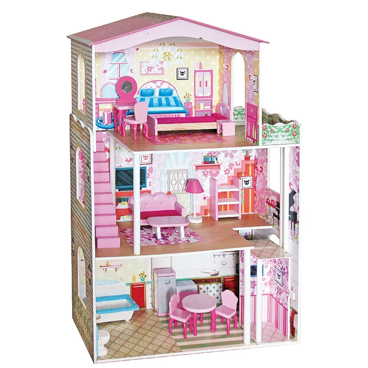 Cheap hot sale top quality Children wooden doll house miniature