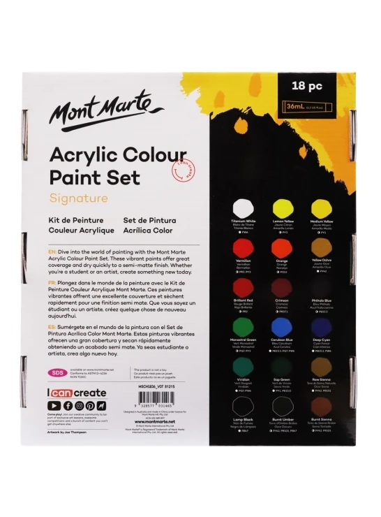  Акриловая художественная краска Mont Marte 18 шт. x 36