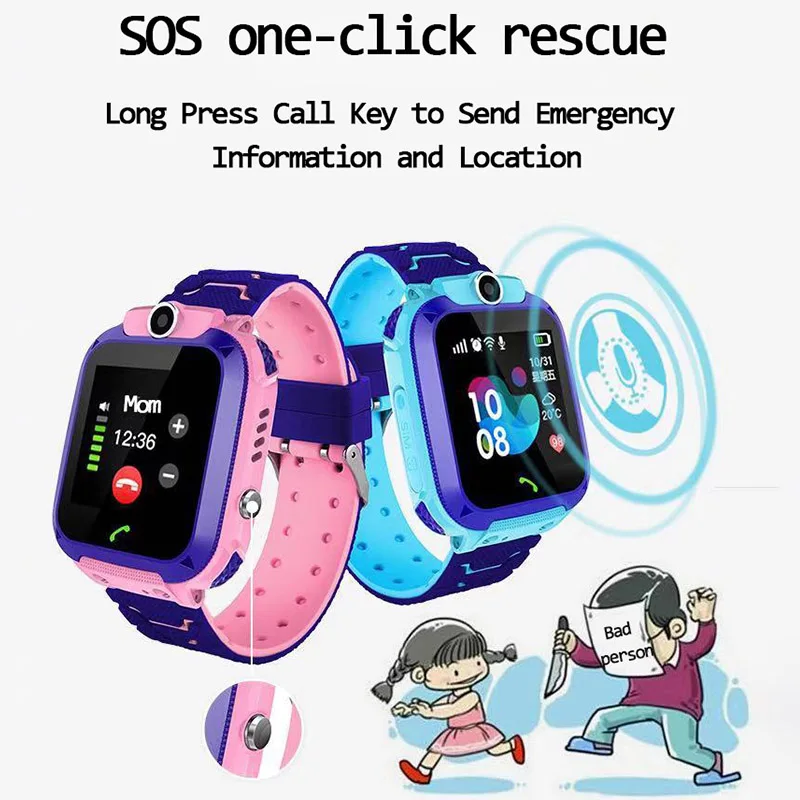 Children Waterproof 1.44 inch IP67 Touch Screen SOS LBS Tracker intelligence mobile phone Smart Watch For boys girls Kids