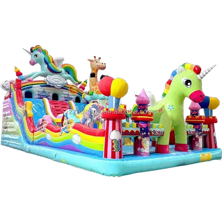 factory supply big bouncy castle Little Pony slide jumper castle children large inflatable bouncer game for sale