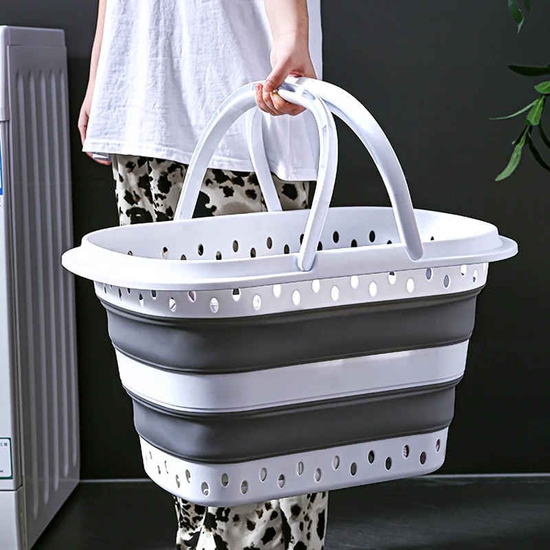 Collapsible foldable dirty clothes laundry basket with Handle for Washing clothes Storage Box bathroom laundry basket foldable