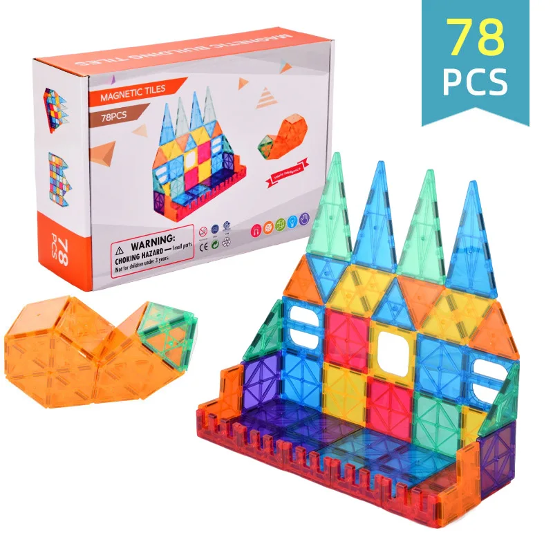 High Quality Factory Children Magnetic Tiles 3D Clear Blocks Construction Educational Magnet Building Block Tiles Toys For Kids