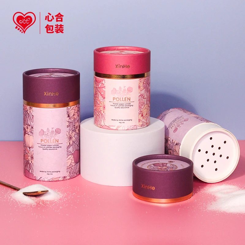 OEM logo aluminum foil material Food grade cardboard 60g dtf powder shaker tube box