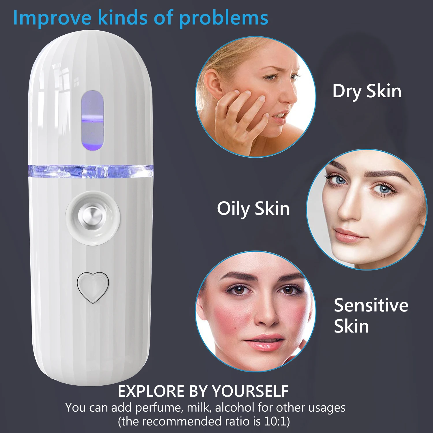 Private Handy Nano Portable Ionic Moisturizing Hydrating Mist Sprayer Mini Mister Beauty Facial Steamer Machine Stramer Facial