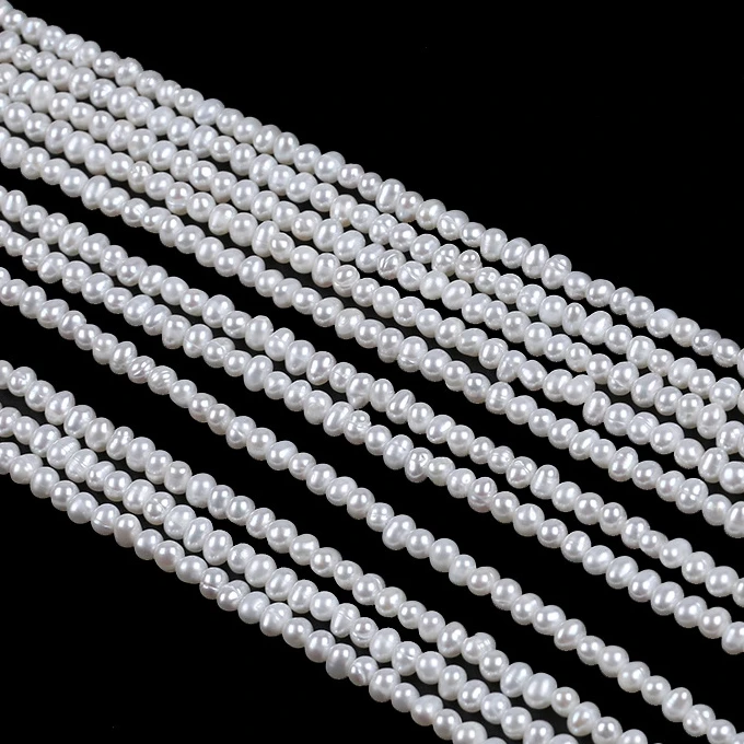 3-3.5mm small size potato shape freshwater pearl seed bead loose strand Jewelry Making Bracelet Necklace Gift For girl and women