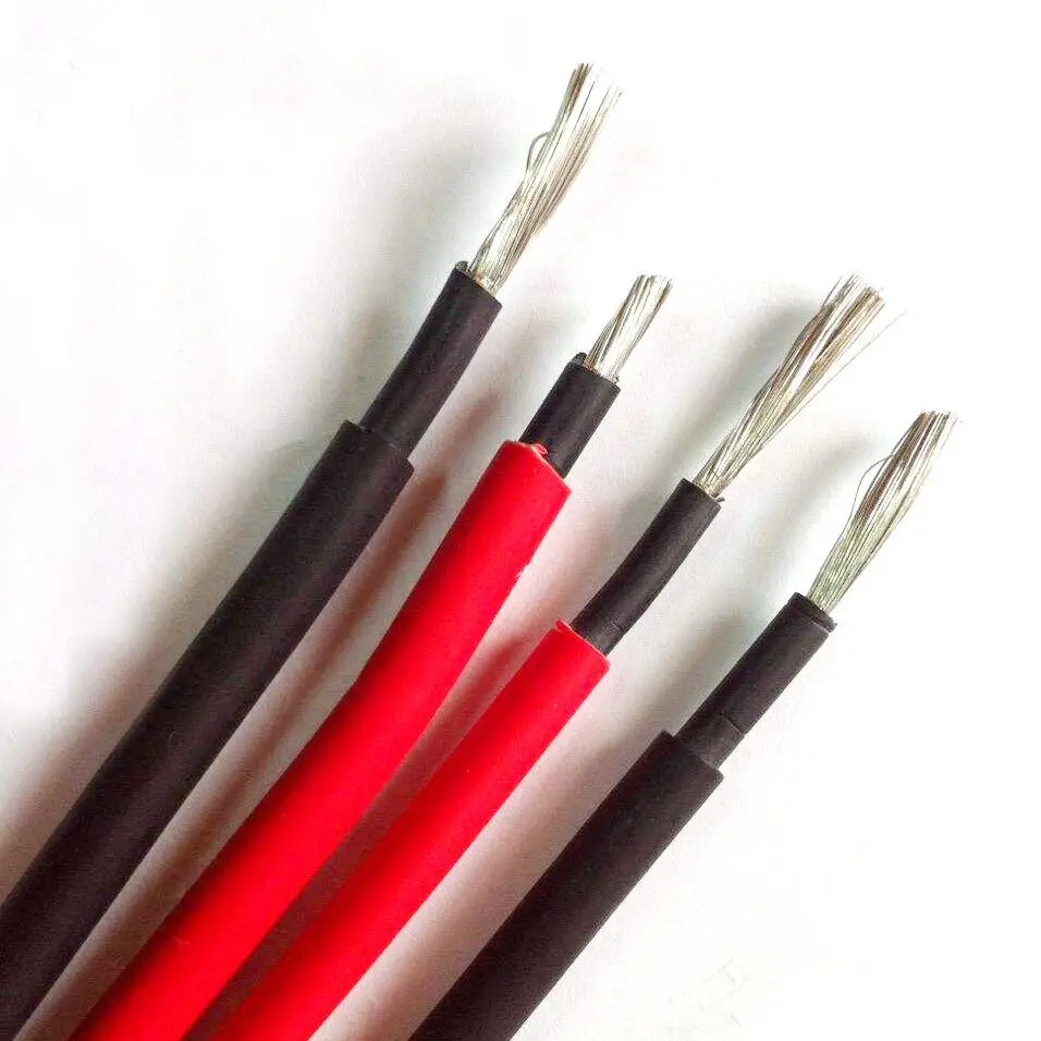 Solar Panel Photovoltaic Solar Cable XLPE Solar DC AC Cable Solar PV Cable Wire 4 6 10 16 25mm Red Black Insulation Solar Cable