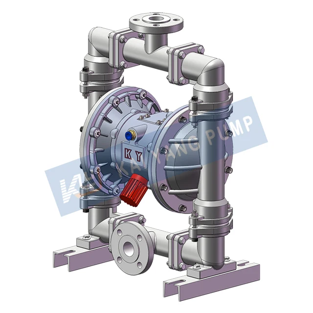 SS304 Lined With PTFE Diaphragm Pump Pneumatic Liquid Transfer Powered By Compressed Air No Electrical Sparks Are Generated